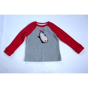 Lightning Bug Toddler 2T Holiday Penguin Long Sleeve Shirt Gray Red NWT $30